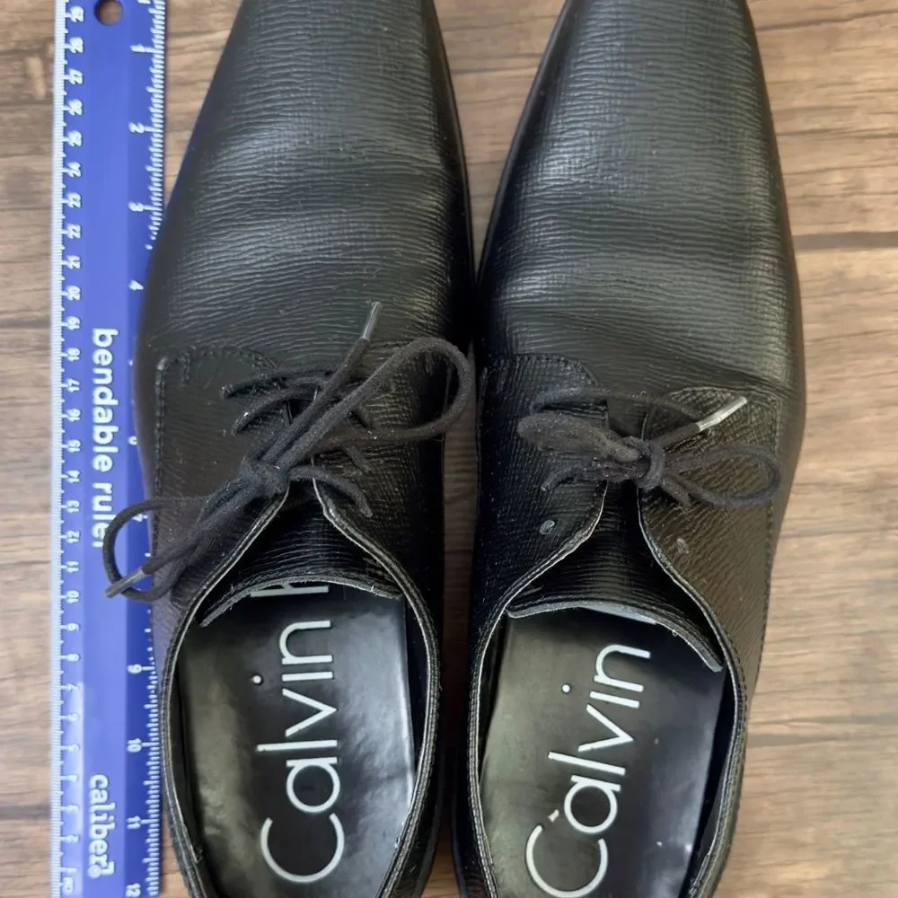 Calvin Klein Black Leather Brodie Oxfords | US Size 10.5